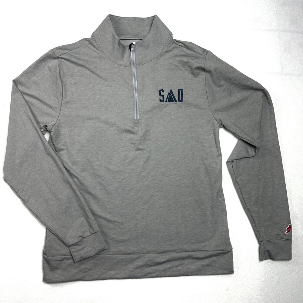League 91 Gray "SMO" 1/4 Zip Pullover Sweatshirt Size Medium New